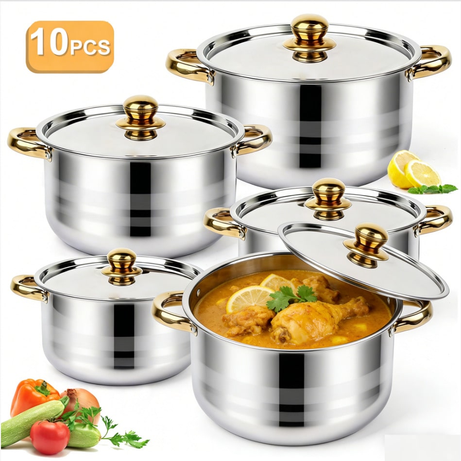Stainless Steel Pot Set Modern - Home Cooking Restaurant recension och pris